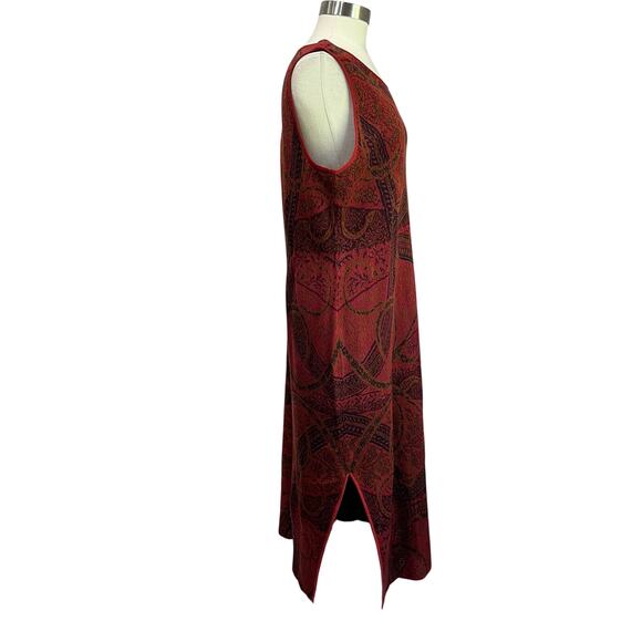 Peruvian Collection Pima Cotton Knit Maxi Dress Sleeveless Red Boho Sz XL - Picture 3 of 8